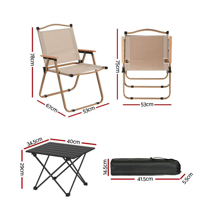 Load image into Gallery viewer, Weisshorn 3pc Camping Table Chair Set Outdoor Folding Aluminium Portable Picnic

