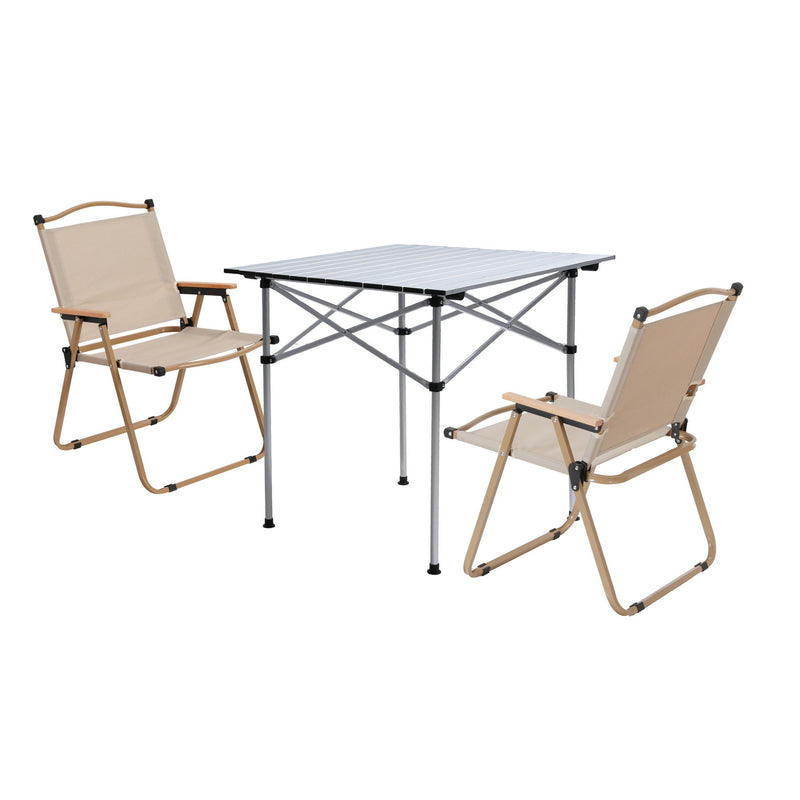 Load image into Gallery viewer, Weisshorn 3pc Camping Table Chair Set Outdoor Folding Aluminium Portable Picnic
