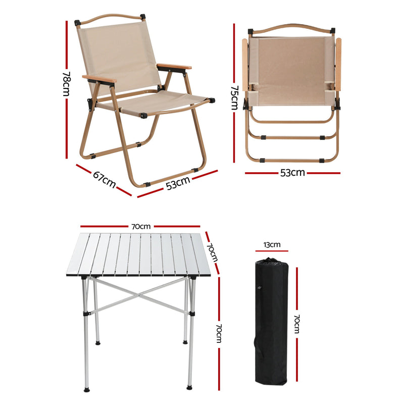Load image into Gallery viewer, Weisshorn 3pc Camping Table Chair Set Outdoor Folding Aluminium Portable Picnic
