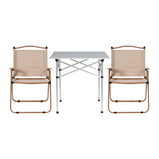 Weisshorn 3pc Camping Table Chair Set Outdoor Folding Aluminium Portable Picnic