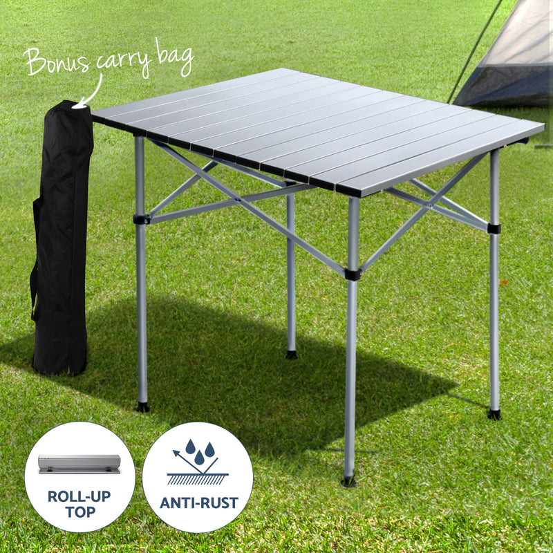 Load image into Gallery viewer, Weisshorn 3pc Camping Table Chair Set Outdoor Folding Aluminium Portable Picnic
