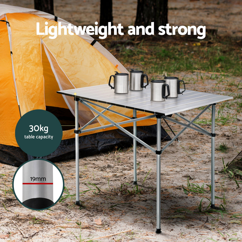 Load image into Gallery viewer, Weisshorn 3pc Camping Table Chair Set Outdoor Folding Aluminium Portable Picnic

