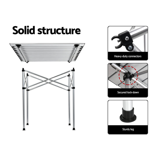Weisshorn 3pc Camping Table Chair Set Outdoor Folding Aluminium Portable Picnic