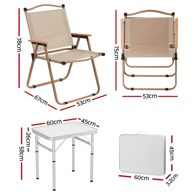 Load image into Gallery viewer, Weisshorn 3pc Camping Table Chair Set Outdoor Folding Aluminium Portable Picnic

