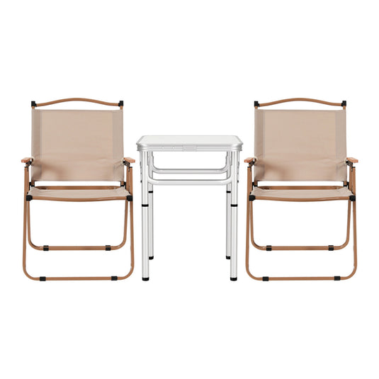 Weisshorn 3pc Camping Table Chair Set Outdoor Folding Aluminium Portable Picnic