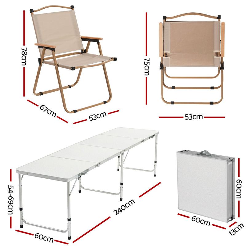 Load image into Gallery viewer, Weisshorn 7pc Camping Table Chair Set Outdoor Folding Aluminium Portable Picnic
