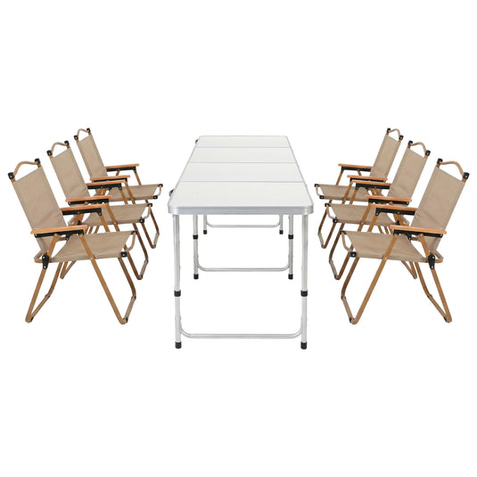 Weisshorn 7pc Camping Table Chair Set Outdoor Folding Aluminium Portable Picnic