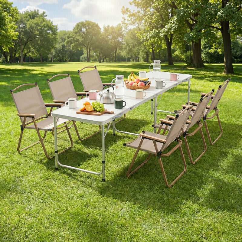 Load image into Gallery viewer, Weisshorn 7pc Camping Table Chair Set Outdoor Folding Aluminium Portable Picnic
