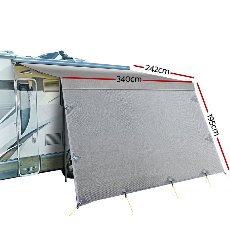 Load image into Gallery viewer, Weisshorn 12ft Caravan Awning Fabric &amp; Privacy Screen RV Roll Out Sun Shade 3.4M
