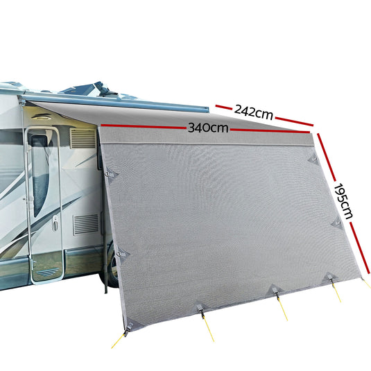 Weisshorn 12ft Caravan Awning Fabric & Privacy Screen RV Roll Out Sun Shade 3.4M