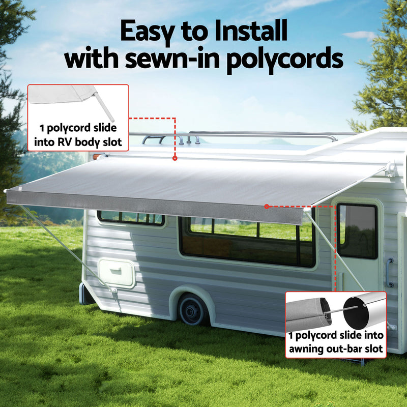 Load image into Gallery viewer, Weisshorn 18ft Caravan Awning Fabric &amp; Privacy Screen RV Roll Out Sun Shade 5.2M
