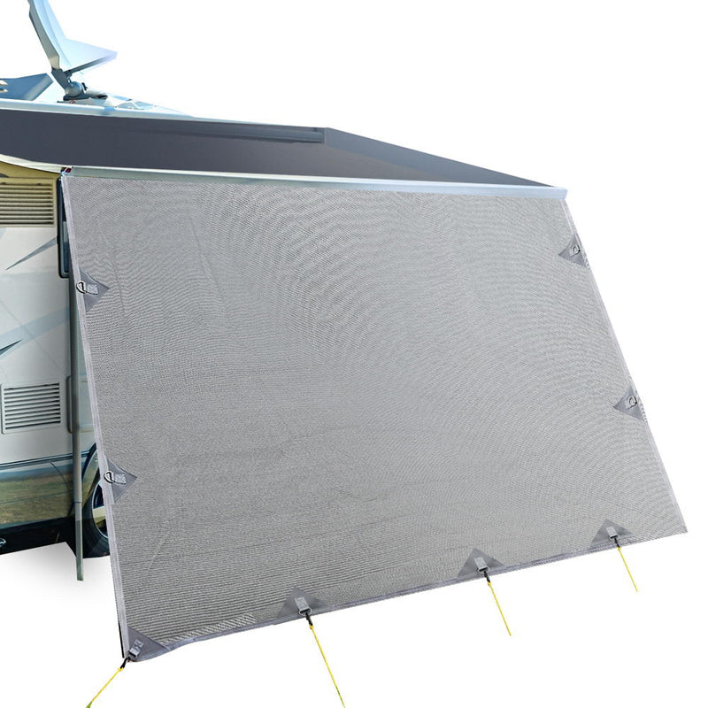 Load image into Gallery viewer, Caravan Privacy Screen Roll Out Awning 3.4x1.95M End Wall Side Sun Shade Grey
