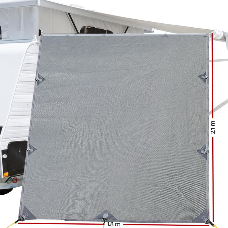 Load image into Gallery viewer, Caravan Privacy Screen Roll Out Awning 2.1x1.8M Sun Shade Pop Top End Wall Grey
