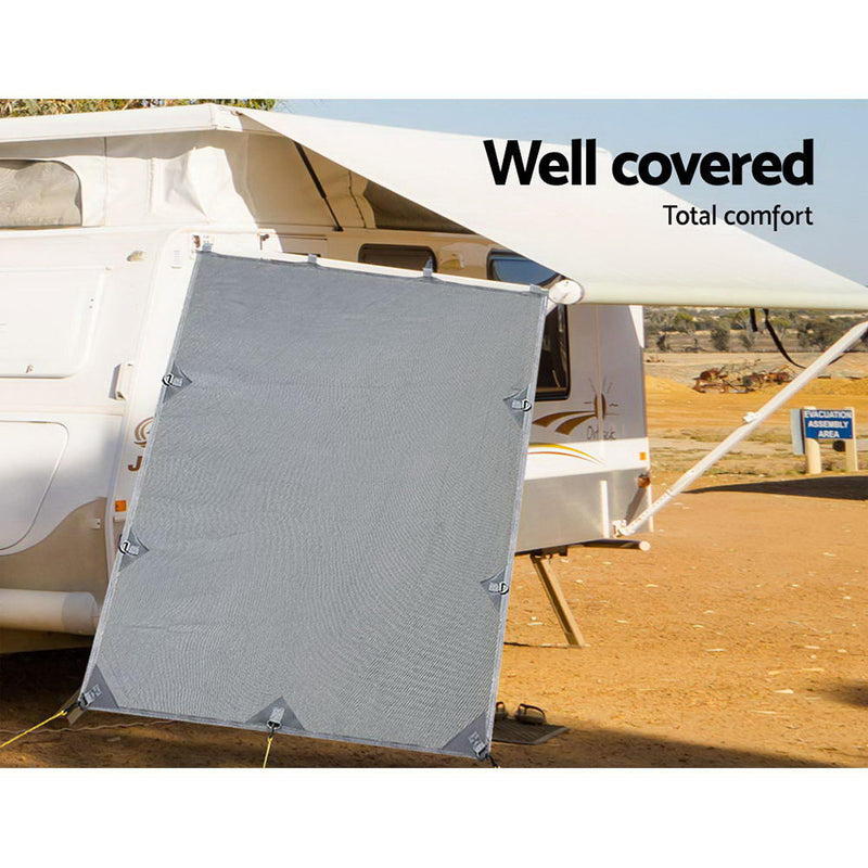 Load image into Gallery viewer, Caravan Privacy Screen Roll Out Awning 2.1x1.8M Sun Shade Pop Top End Wall Grey
