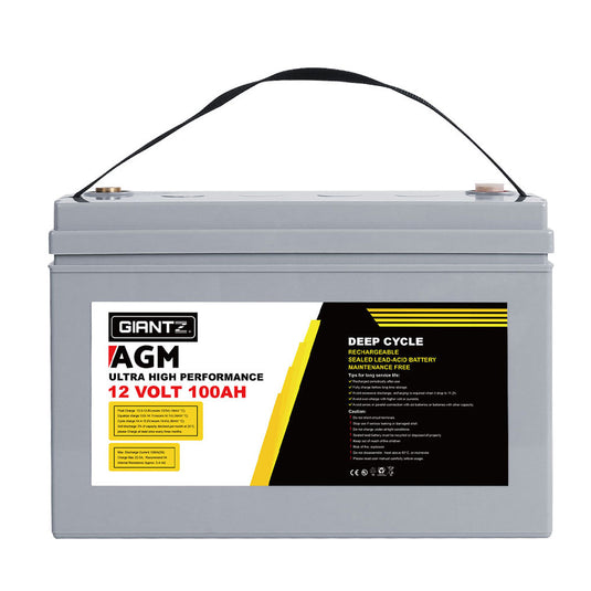 Giantz AGM Deep Cycle Battery 12V 100Ah x2 Box Portable Solar Caravan Camping