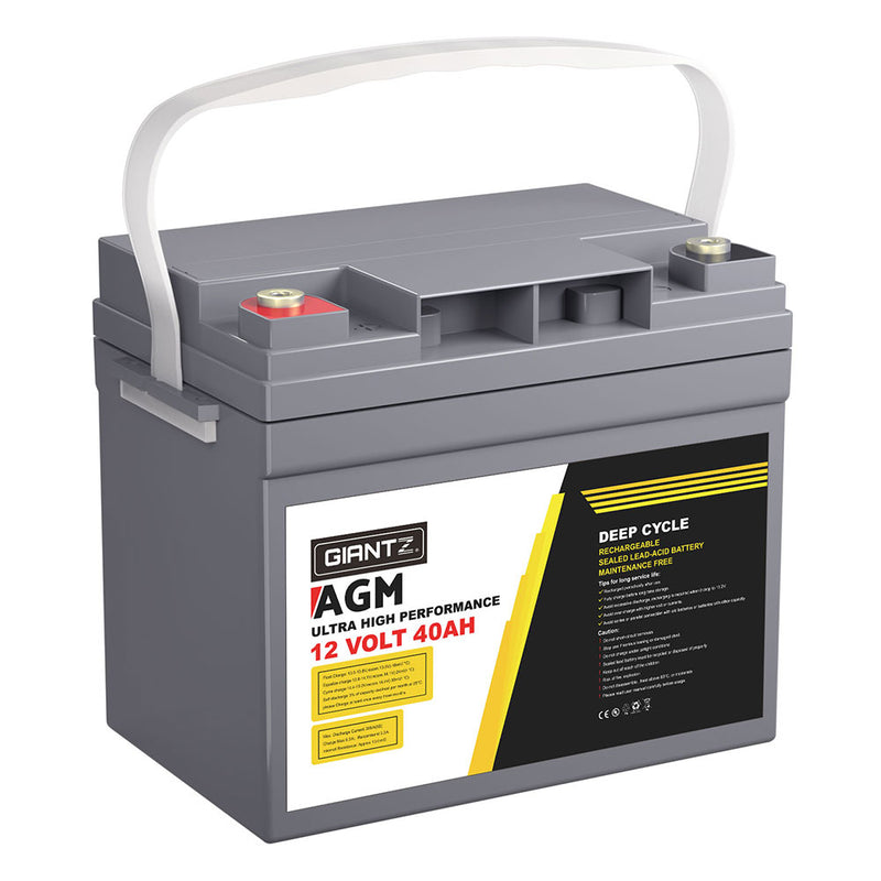 Load image into Gallery viewer, Giantz AGM Battery 12V 40Ah Deep Cycle Box Portable Solar Caravan Camping
