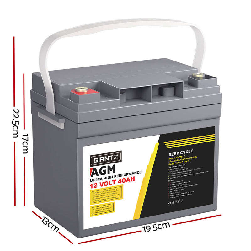 Load image into Gallery viewer, Giantz AGM Battery 12V 40Ah Deep Cycle Box Portable Solar Caravan Camping
