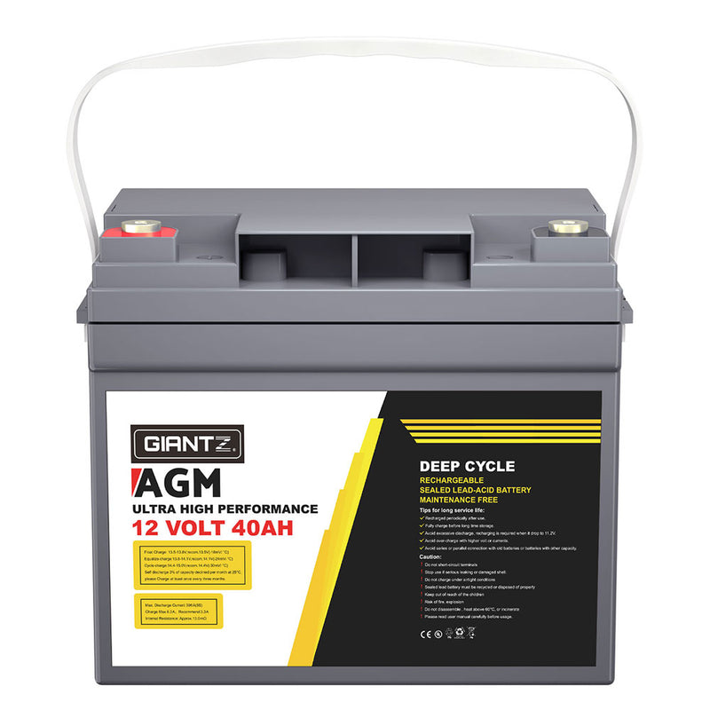 Load image into Gallery viewer, Giantz AGM Battery 12V 40Ah Deep Cycle Box Portable Solar Caravan Camping
