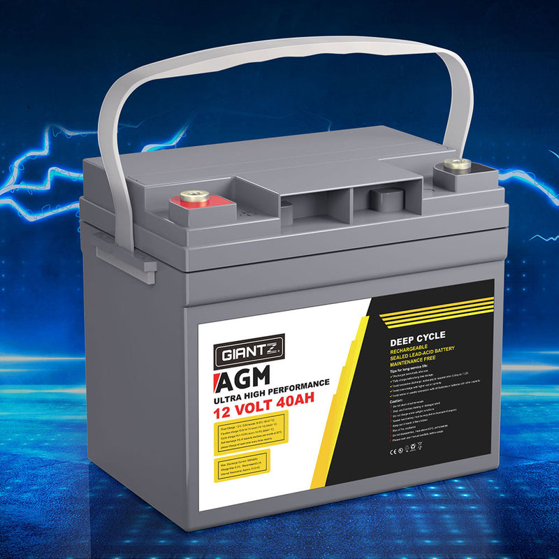 Load image into Gallery viewer, Giantz AGM Battery 12V 40Ah Deep Cycle Box Portable Solar Caravan Camping
