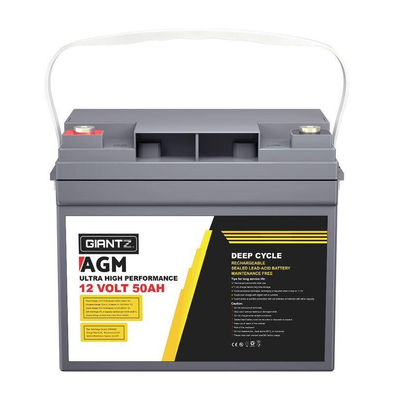 Load image into Gallery viewer, Giantz AGM Deep Cycle Battery 12V 50Ah x2 Box Portable Solar Caravan Camping
