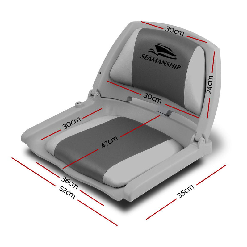 Load image into Gallery viewer, Seamanship 2X Folding Boat Seats Marine Seat Swivel Low Back 4cm Padding Grey
