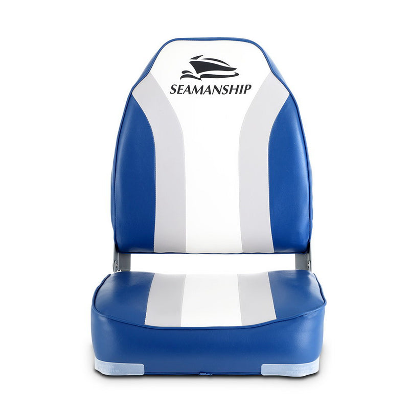 Load image into Gallery viewer, Seamanship 2X Folding Boat Seats Marine Seat Swivel High Back 12cm Padding Blue
