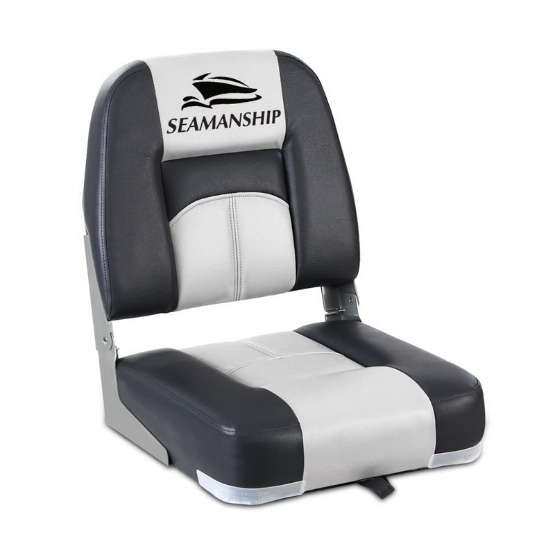 Load image into Gallery viewer, Seamanship 2X Folding Boat Seats Marine Seat Swivel Low Back 10cm Padding Grey
