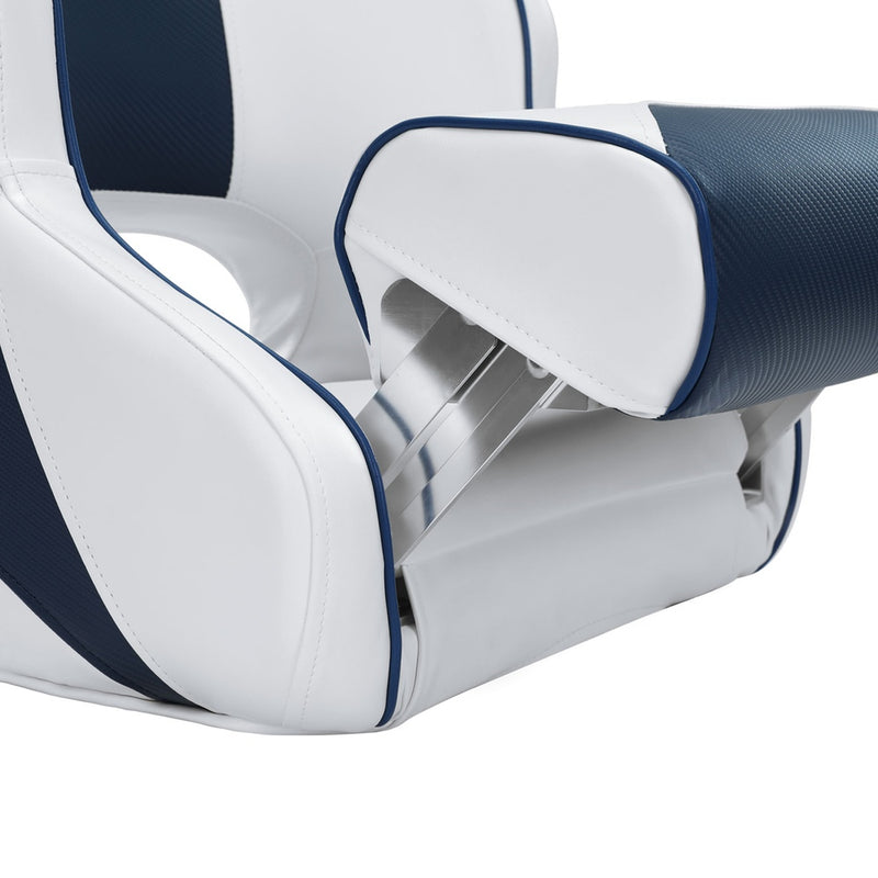 Load image into Gallery viewer, Seamanship Captain Bucket Boat Seats Flip Up Bolster Swivel 15cm Padding Blue
