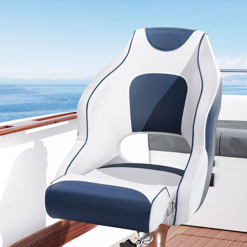 Load image into Gallery viewer, Seamanship Captain Bucket Boat Seats Flip Up Bolster Swivel 15cm Padding Blue
