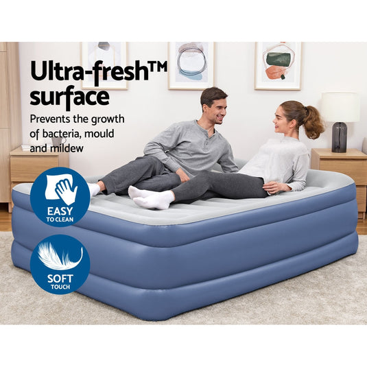 Bestway Air Mattress Queen Inflatable Bed 61cm Airbed Blue