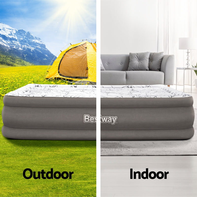 Load image into Gallery viewer, Bestway Air Mattress Queen Inflatable Bed 46cm Airbed Decorated Surface Grey
