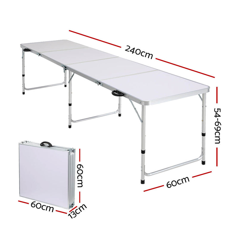 Load image into Gallery viewer, Weisshorn Folding Camping Table 240CM Portable Outdoor Picnic BBQ Aluminium Desk
