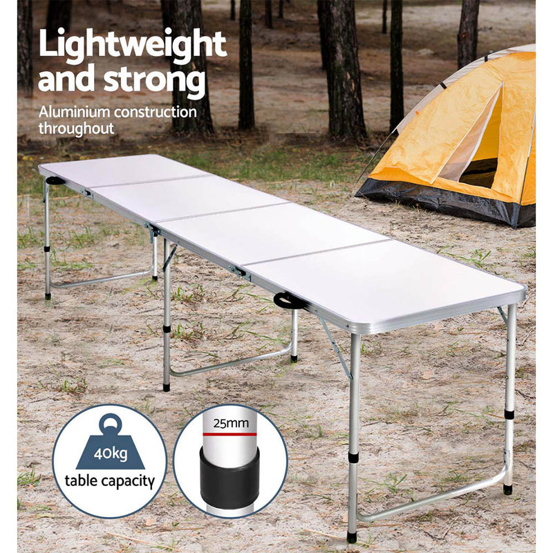 Load image into Gallery viewer, Weisshorn Folding Camping Table 240CM Portable Outdoor Picnic BBQ Aluminium Desk
