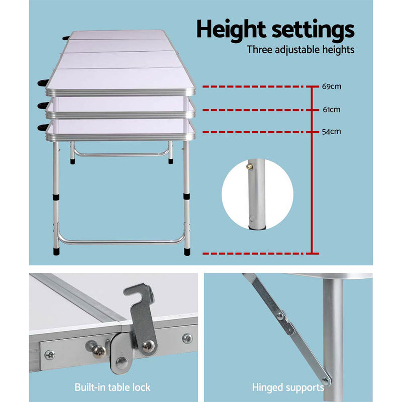 Load image into Gallery viewer, Weisshorn Folding Camping Table 240CM Portable Outdoor Picnic BBQ Aluminium Desk
