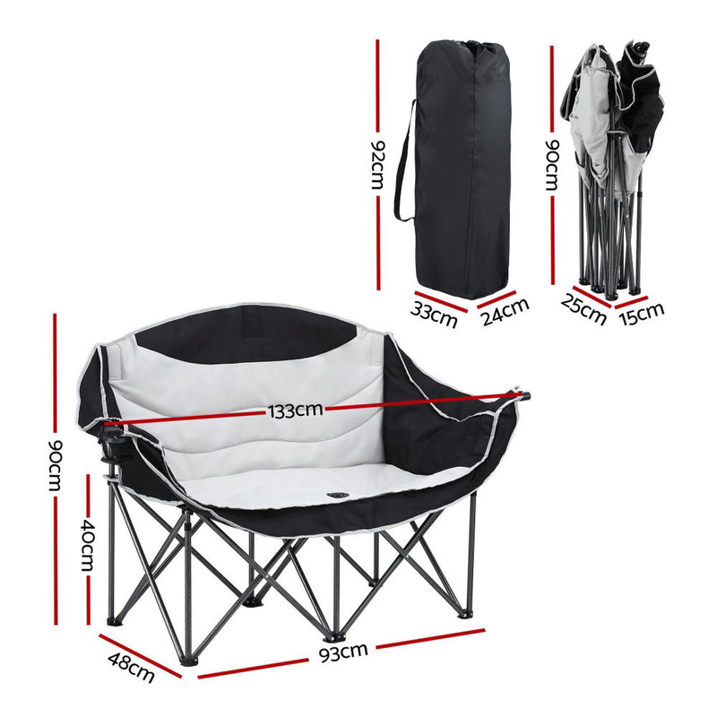 Load image into Gallery viewer, Weisshorn Camping Chair Double Folding Moon Chair Portable Seat 240KG
