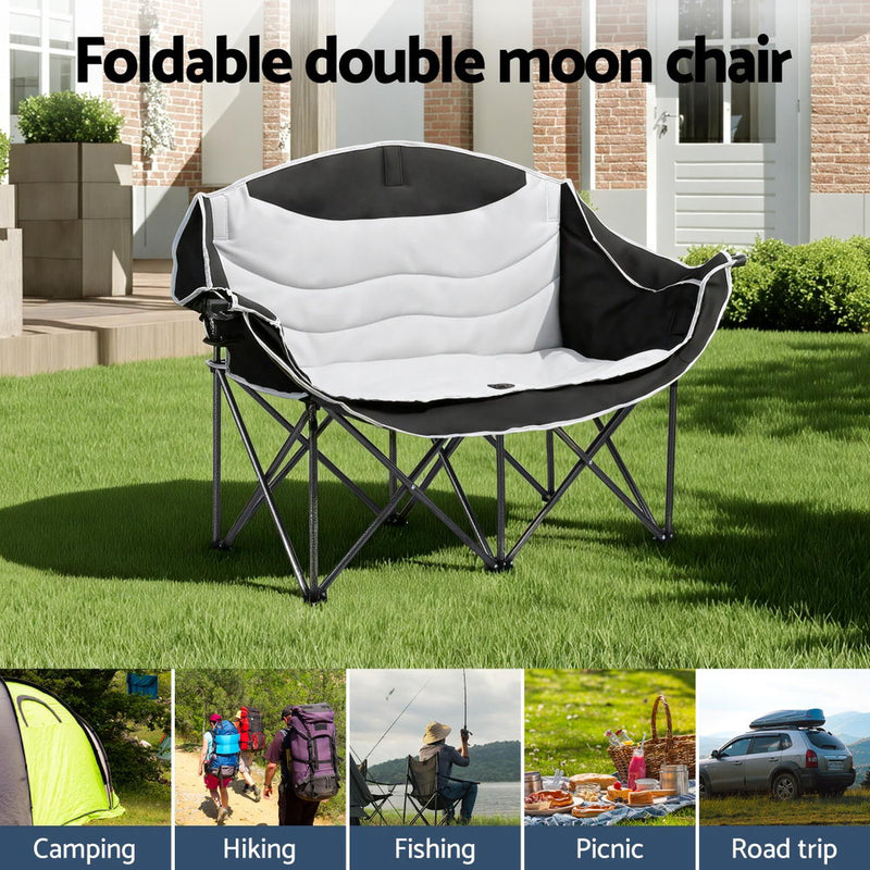 Load image into Gallery viewer, Weisshorn Camping Chair Double Folding Moon Chair Portable Seat 240KG
