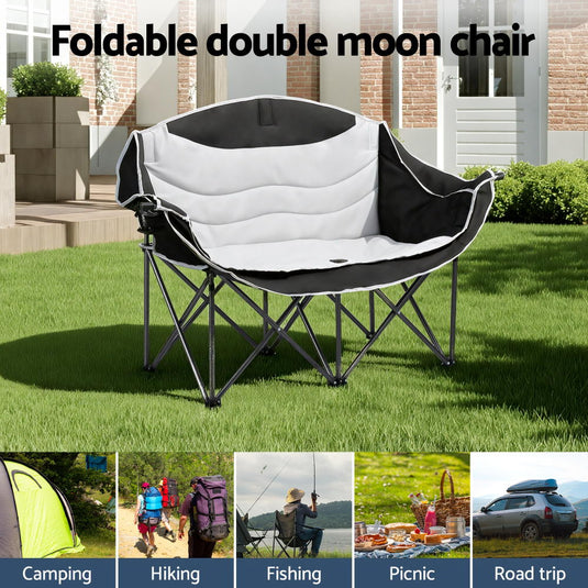 Weisshorn Camping Chair Double Folding Moon Chair Portable Seat 240KG