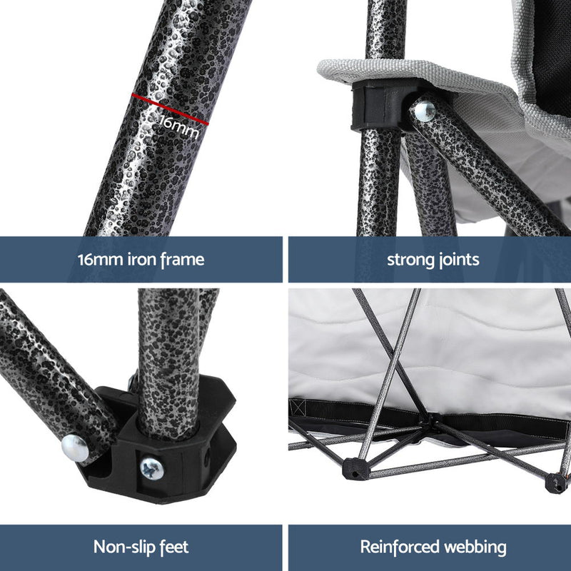 Load image into Gallery viewer, Weisshorn Camping Chair Double Folding Moon Chair Portable Seat 240KG
