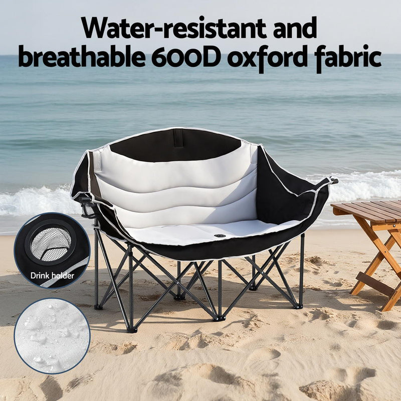 Load image into Gallery viewer, Weisshorn Camping Chair Double Folding Moon Chair Portable Seat 240KG
