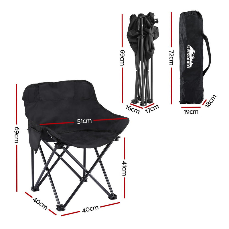 Load image into Gallery viewer, Weisshorn Folding Camping Moon Chair Portable Seat Weight Capacity 120KG Black
