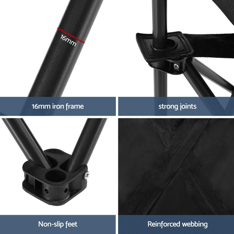 Load image into Gallery viewer, Weisshorn Folding Camping Moon Chair Portable Seat Weight Capacity 120KG Black
