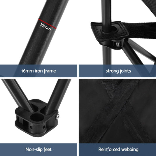 Weisshorn Folding Camping Moon Chair Portable Seat Weight Capacity 120KG Black