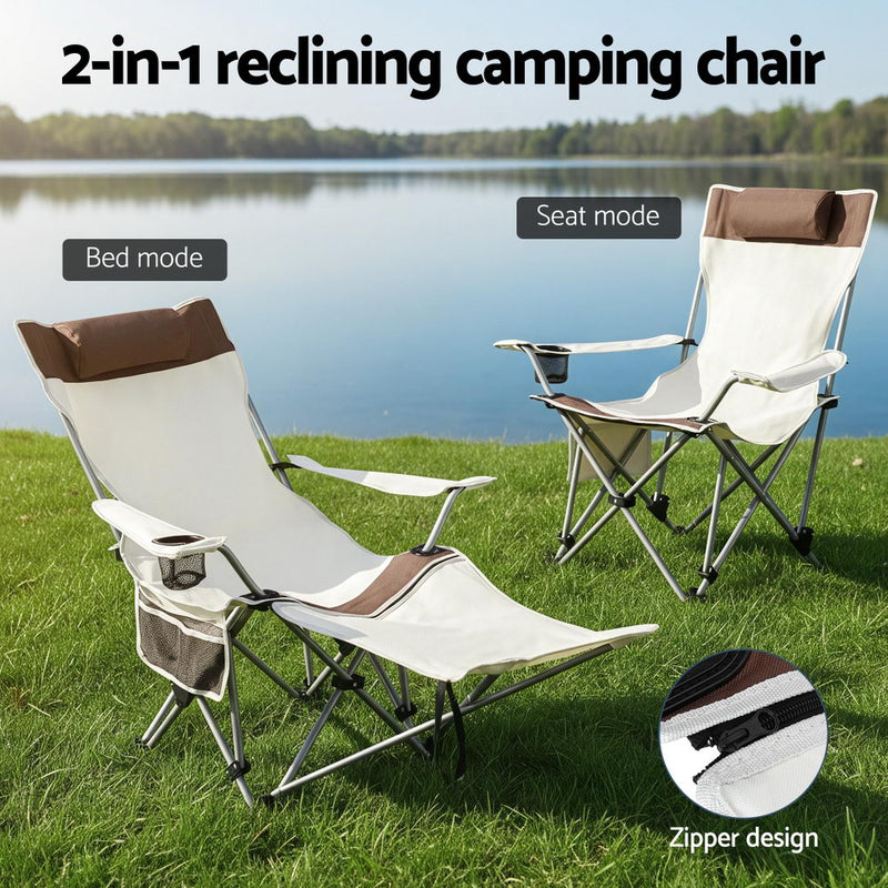 Load image into Gallery viewer, Weisshorn Camping Chair Reclining Adjustable Portable Outdoor Folding Lightweight
