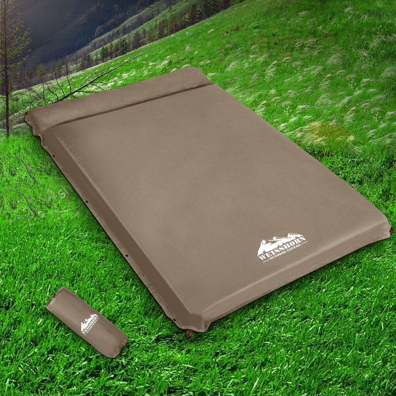 Load image into Gallery viewer, Weisshorn Self Inflating Mattress 10CM Camping Sleeping Mat Air Double Coffee
