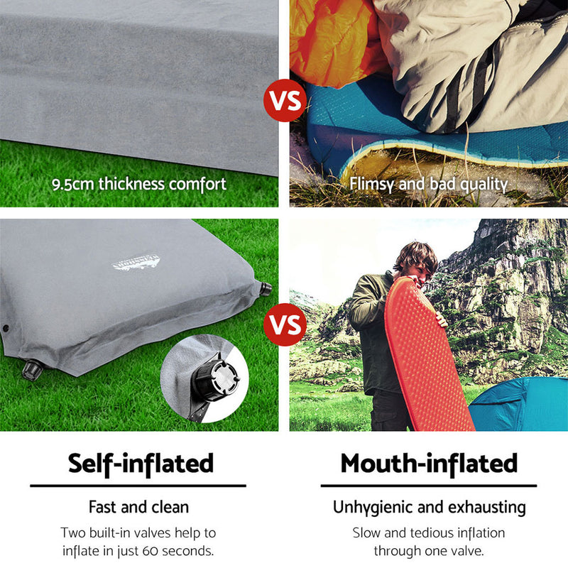 Load image into Gallery viewer, Weisshorn Self Inflating Mattress Camping Sleeping Mat Air Bed Single Grey
