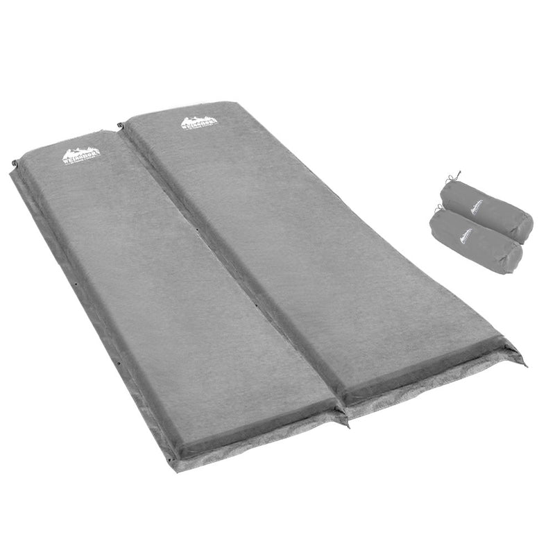 Load image into Gallery viewer, Weisshorn Self Inflating Mattress Camping Sleeping Mat Air Bed Double Set Grey
