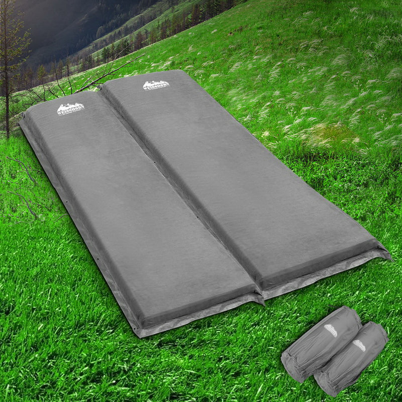 Load image into Gallery viewer, Weisshorn Self Inflating Mattress Camping Sleeping Mat Air Bed Double Set Grey
