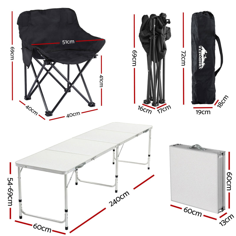 Load image into Gallery viewer, Weisshorn 7pc Camping Table Chair Set Outdoor Folding Aluminium Portable Picnic
