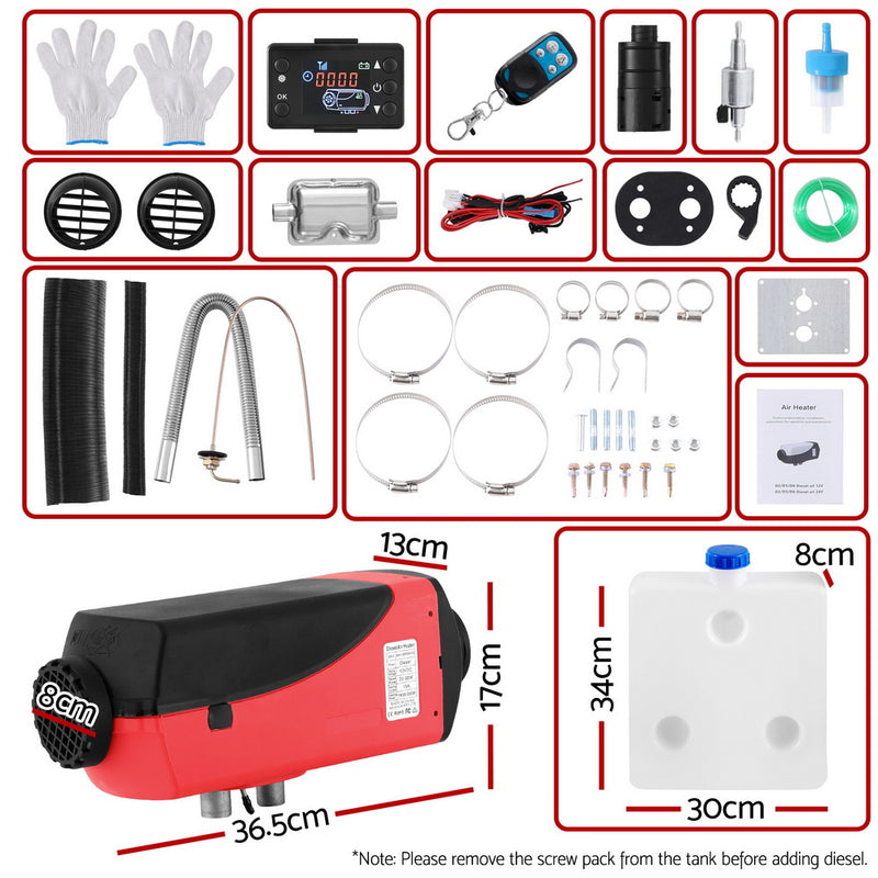 Load image into Gallery viewer, 5KW Portable Diesel Air Heater Remote Control LCD Display Quick Heat Car RV Bus Boat
