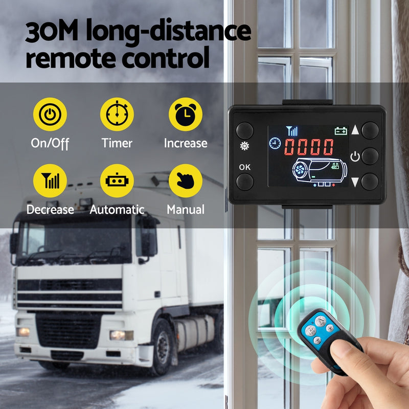 Load image into Gallery viewer, Giantz Diesel Air Heater 12V 5KW LCD Display Remote Control for Car Bus RV Indoor 10L
